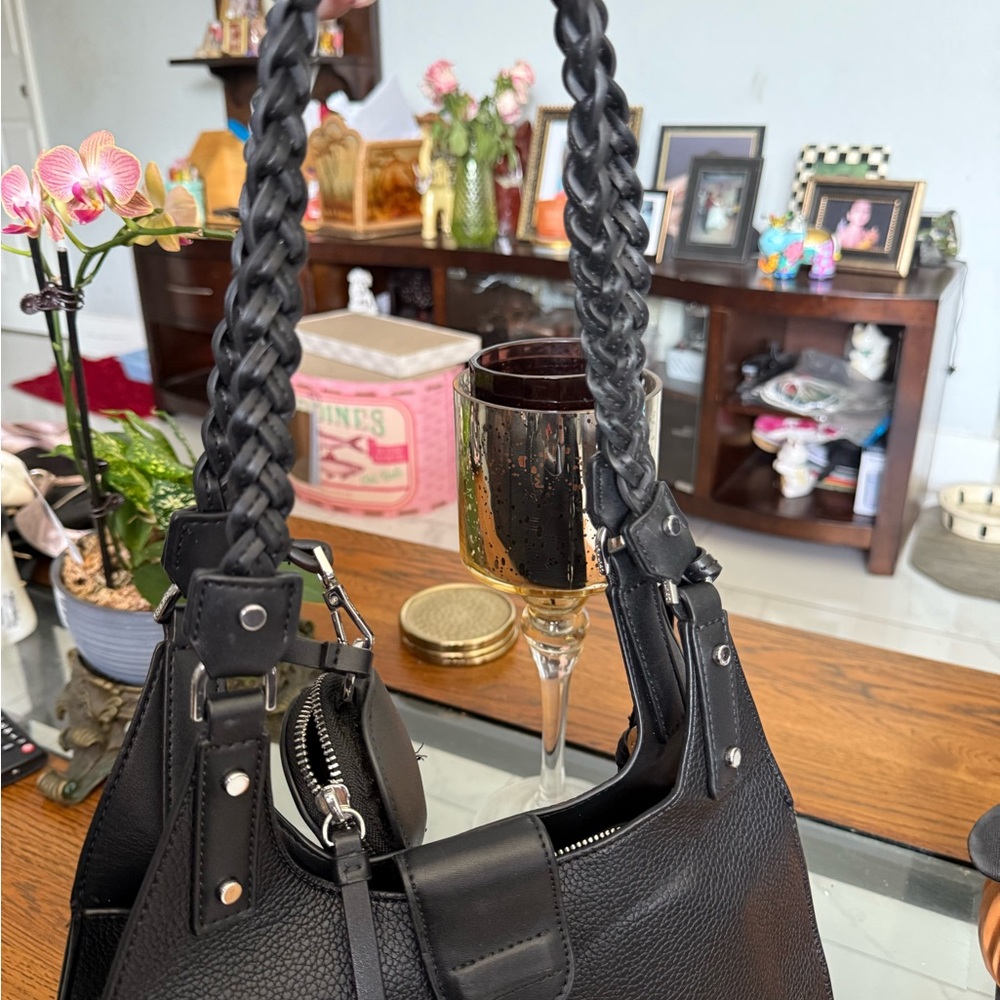 Elegant Black Braided Handle Women's Bag